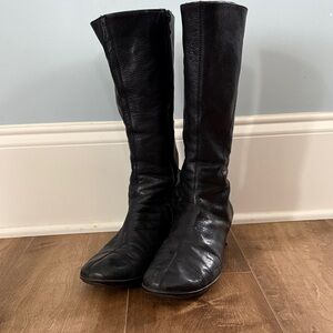 Black Leather Knee-High Boots